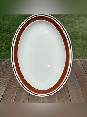 Vtg Yamaka Contemporary Chateau Sienna Brown 13" Oval Platter Stoneware Japan